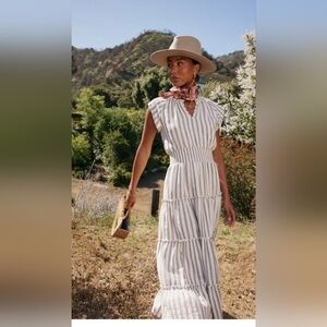 Bohme Gray and White Striped Maxi Dress